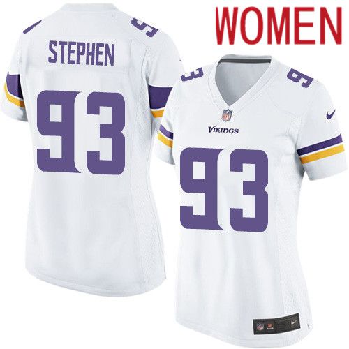 Women Minnesota Vikings 93 Shamar Stephen Nike White Game NFL Jersey